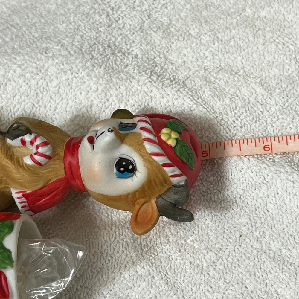 Vintage Fine Porcelain Christmas Deer Candle Holder Walgreens Holiday Decorative